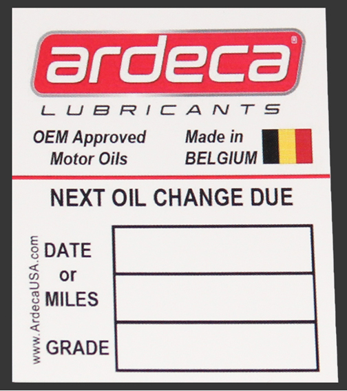 Ardeca Promotional Merchandise Oil Change Sticker